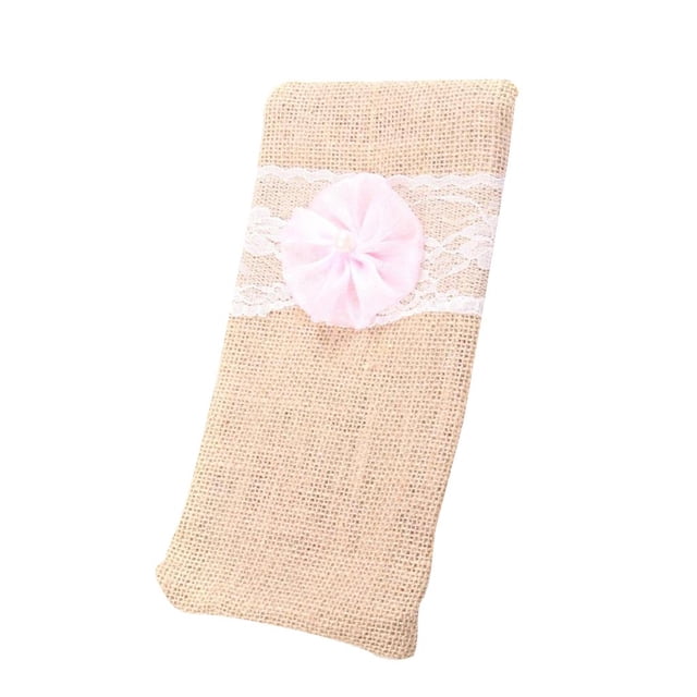 Bolsa De Encaje Con Decoración De Flores Novia De De Embrague De Mano Regalos Rosado Gloria bolso de embrague de la arpillera rústica de la novia