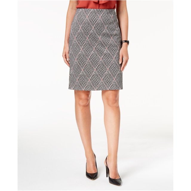 Nine West Falda Lápiz Estampada para Mujer, Negro, 14 Nine West Lápiz