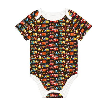 

Coaee Construction Truck for Soft Cotton Baby Short-Sleeve Bodysuit Baby Girls Boys Bodysuit Romper