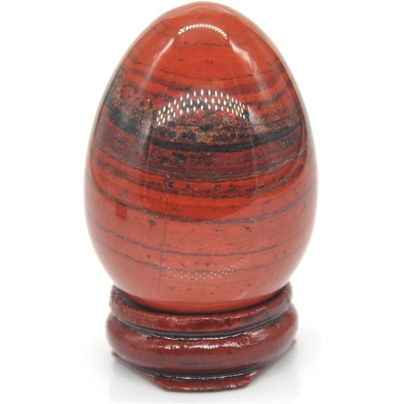 Natural Meditation Crystal 35x50mm Natural Red Jasper Crystal Egg, for Home Decoration Crystal Stone (Size : 1 PC)