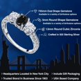 thumbnail image 2 of Gem Stone King 925 Sterling Silver 3-Stone Ring Oval Sapphire Moissanite (2.22 Cttw), 2 of 6