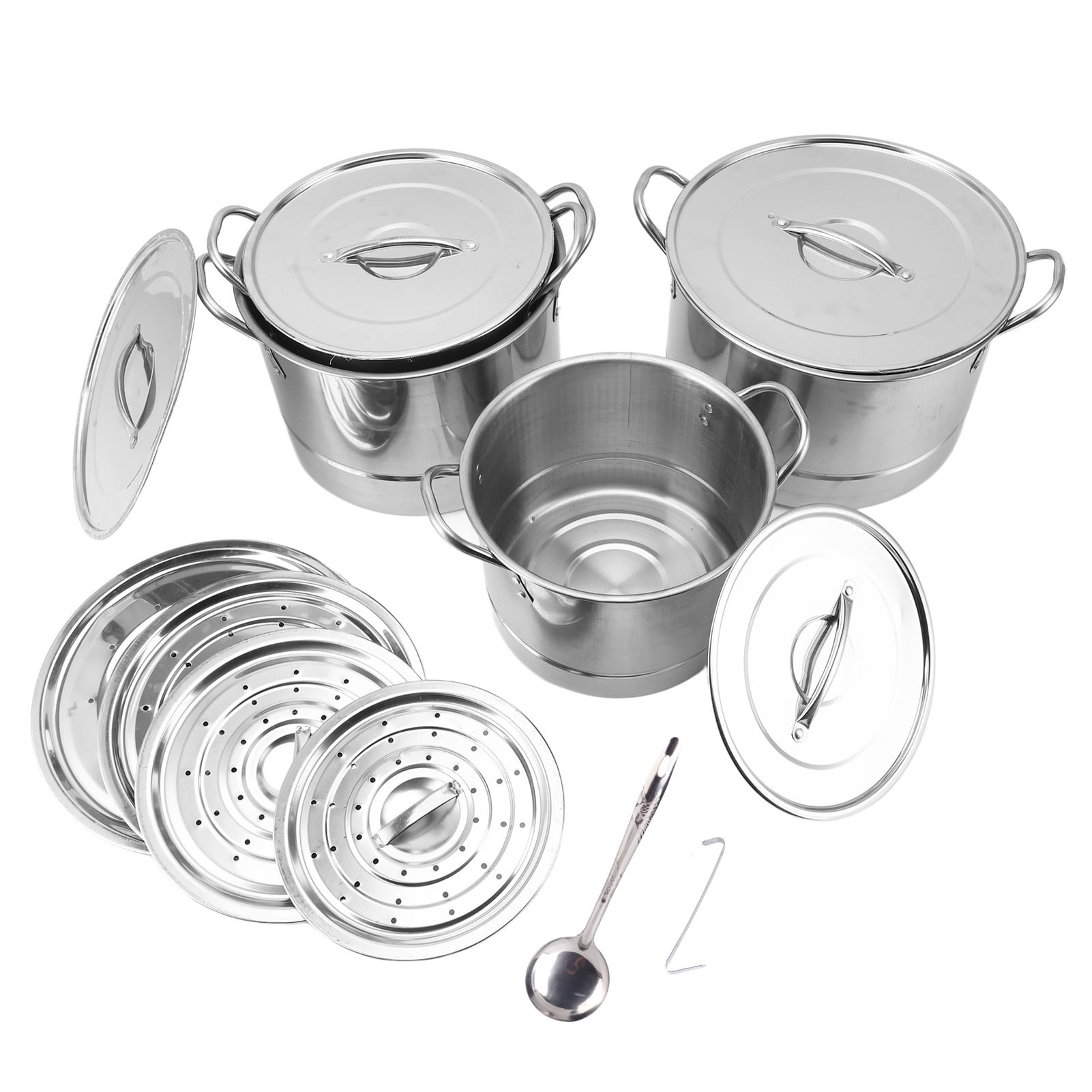 4Pcs Stainless Steel Stock Pot Set with Lids 11Qt 9Qt 7Qt 5.5Qt Sauce Stockpot For Electric, Gas, Induction, Ceramic Kitchen Cookware