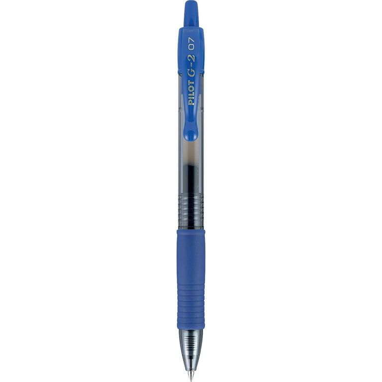 Pilot® G-2 Retractable Gel Pens, Fine Point, 0.7 mm, Clear Barrels, Blue  Ink, Pack Of 12 Pens - Zerbee