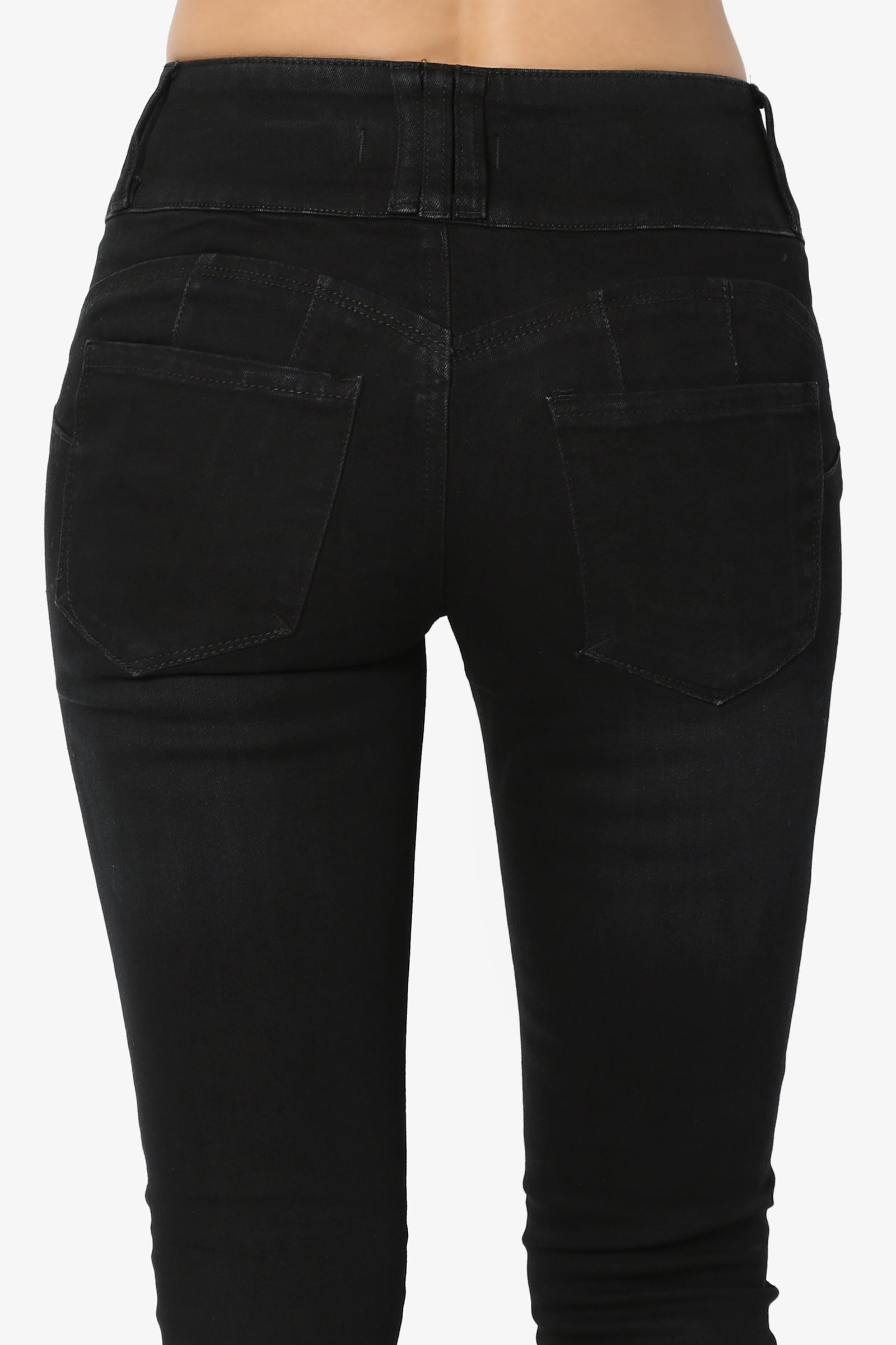 TheMogan Sweetheart Darted Hip Butt Lifting Mid Rise Distressed Skinny Jeans 