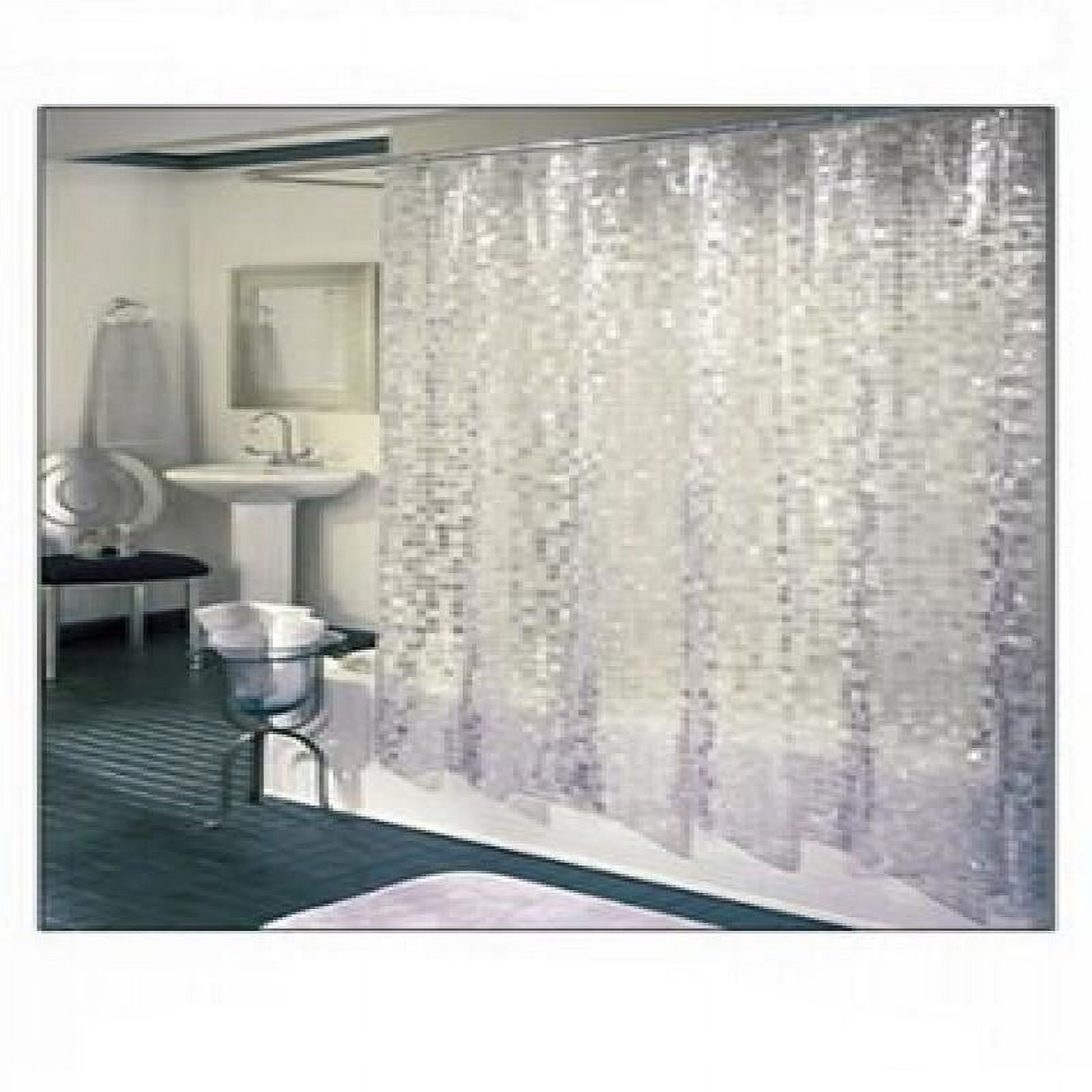 Excell Disco Vinyl Shower Curtain, Silver, 70x71 - image 2 of 3