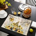 thumbnail image 3 of Gnomes Sunflower Placemats Set of 6, Bees Branches Floral Watercolor Placemats for Dining Table, Place Mats for Kitchen Tabletop, Waterproof Wipeable Dining Table Mats Set, 3 of 9