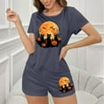 thumbnail image 4 of Qepwscx Women's Pajamas Sets 2 Piece Halloween Crew Neck Crop Short Sleeve Sleepwear Pjs + Elastic Waist Shorts Lightweight Shirt Graphic Tops Pajama Sets Summer Going Out Outfits Loungewear M-XL, 4 of 7