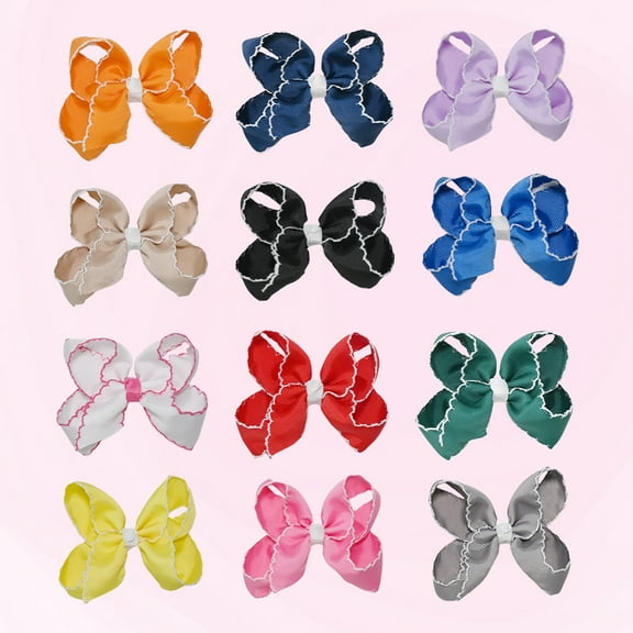 Kids Christmas Pattern Hair Bows, Red, Green, 4 ct (4 Pack)