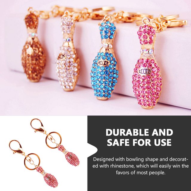 HEALEEP 2Ud Llavero De Boliche Rosa Con Rhinestones Para Colgar En Y Con Estilo