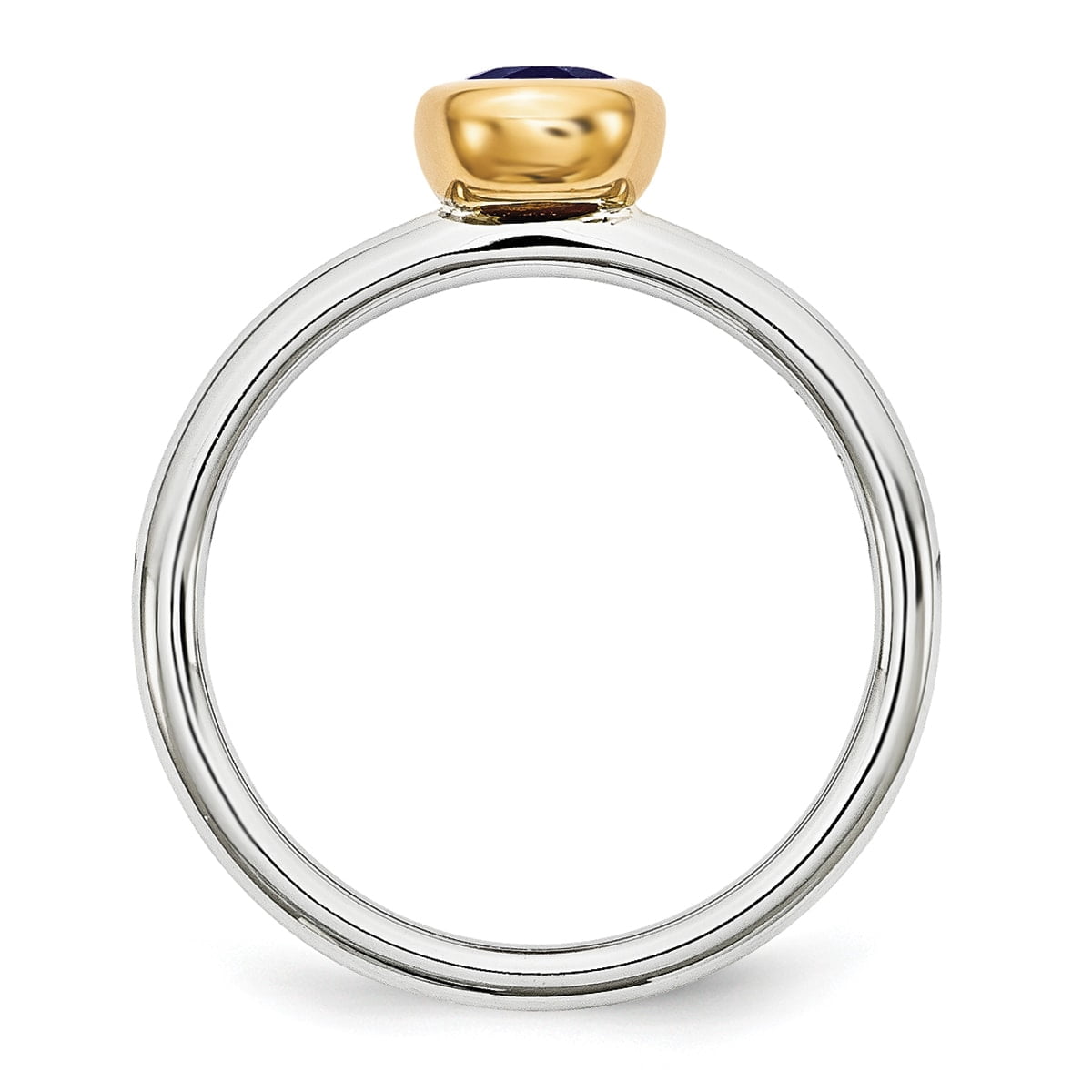 Created Sapphire Sterling Silver with Gold-Plate Ring