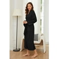 thumbnail image 3 of U2SKIIN Women Long Robes, Lightweight Knit Spa Bathrobe Soft Loungewear,(Black,2XL), 3 of 4