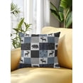 thumbnail image 2 of Waterproof Outdoor Throw Pillows with Inserts 16"x16", Blue Cabin Check Soft Decorative Pillowcases for Couch Bedroom, Rustic Bear Elk Farmhouse Buffalo Plaid Pillow Covers for Sofa Living Room, 2 of 8