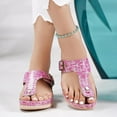thumbnail image 3 of GUOBIOZIY Women's Sandals Wedge Flip-flops Outer Beach Sandals Comfortable Shoes(Hot Pink,8.5), 3 of 7