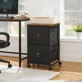 thumbnail image 3 of 2-Drawer Mobile File Cabinet, Vertical Filing Cabinet, Filing Cabinet for Home Office, Rolling Printer Stand, A4/Letter-Sized, Nonwovens Drawer, Black and Rustic Brown BFK20WJ01, 3 of 9