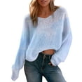 thumbnail image 3 of Women's Lightweight Gradient Knit Sweater, Thin V-Neck Retro Long Sleeve Top, Loose Fit Casual Pullover for Spring and Fall, Breathable Comfortable Daily Wear, Christmas Party Fashion Top Purple S, 3 of 5