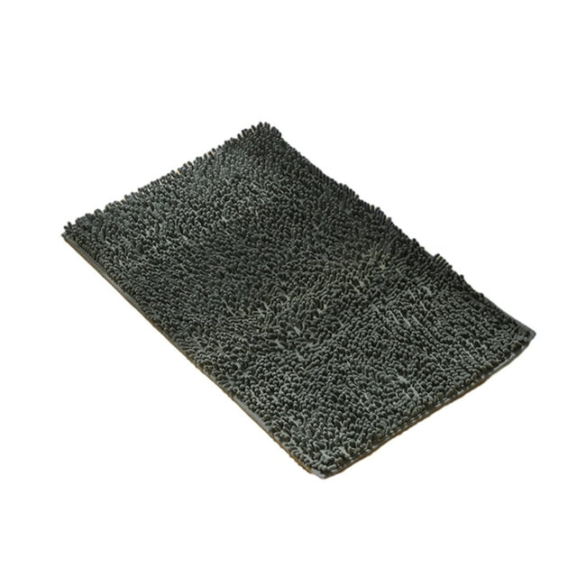 Billuyoard Alfombrilla de baño de chenilla de poliéster, fuerte absorción de agua, exquisita textura hecha a mano que no se desprende. Juegos de accesorios de baño Gris profundo 40 cm * 60 cm