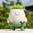 thumbnail image 2 of BINGLI Cute Face Planter Pot Head Unique Sit Bench Succulent Pots Flower Cactus Pots with Drainage Holes Kids Resin Planters Decorative Pots for Indoor Garden,Ideal Birthday, 2 of 7