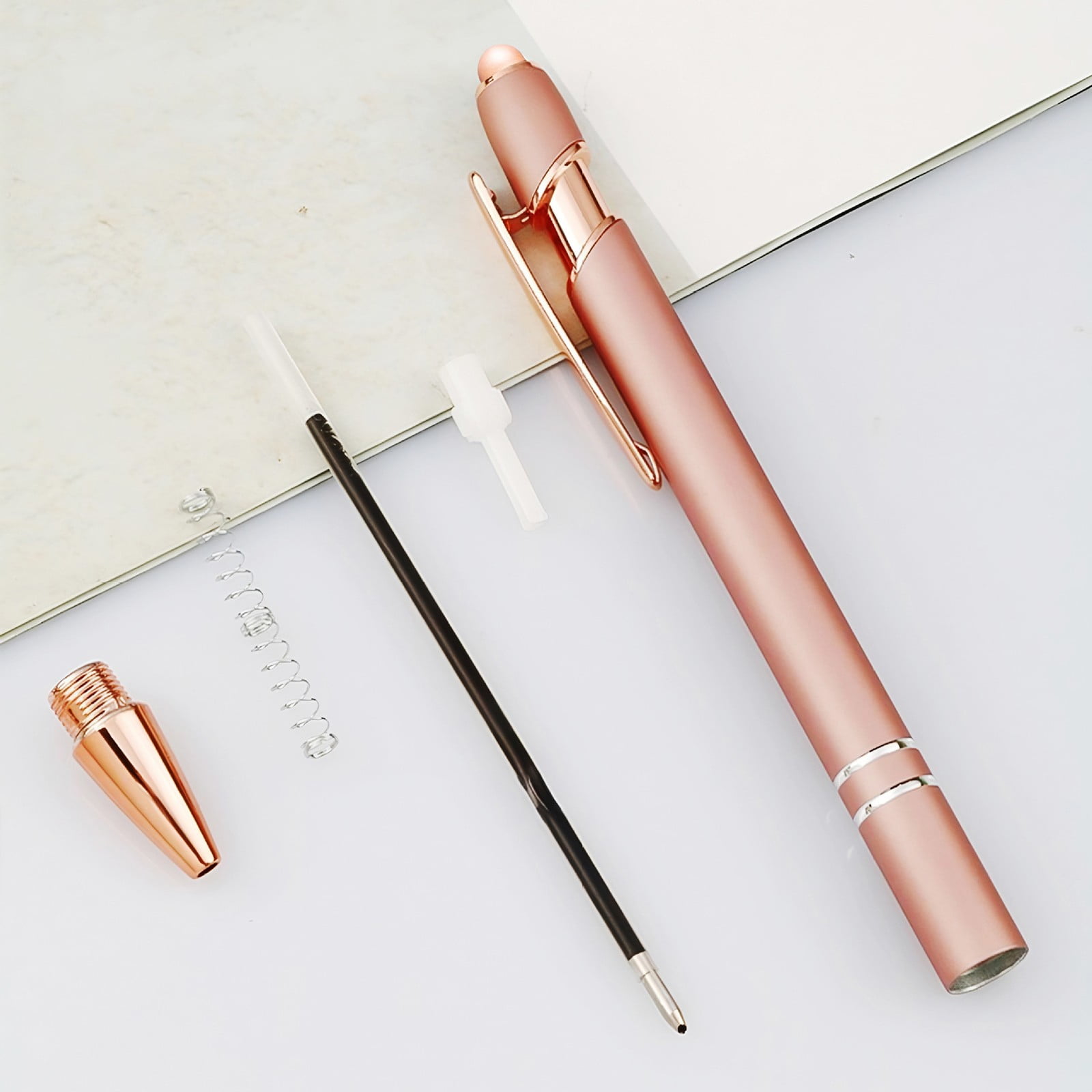 Clearance Pencil curler under $20,Bobasndm 12 Pack Rose Gold Ballpoint Pen With Stylus Tip 1.0 Mm Smooth Writing Pens Metal Stylus Pens For Screens（10ml） 2PC