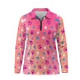 thumbnail image 3 of Garronmavis Golf Shirt Women Long Sleeve Quarter Zip Tennis Shirts for Women Casual Collar Shirts Workout Tops Dog Paw Golf Shirt, Pink Dog Paw, Size 2XL, 3 of 7