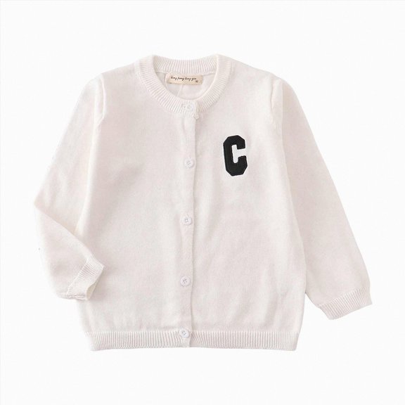TOWED22 Baby Girl Cardigan Sweater Long Sleeve Button Up Knit Sweatshirt Jacket Toddler Baby Girl Fall Outfits(White,3-4 Y)