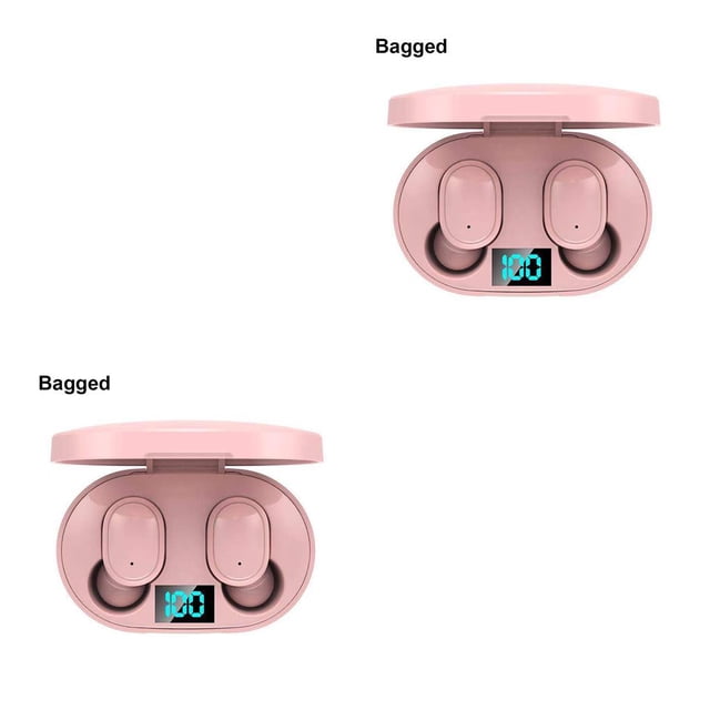 Moyic Auriculares compatibles con Bluetooth Caja de carga inalámbrica en la oreja Auriculares Auriculares portátiles de música de bolsillo Rosado 2Conjunto