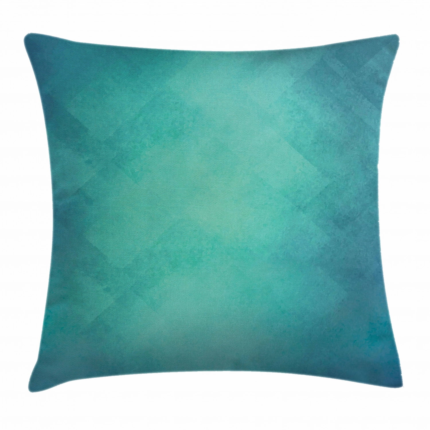 Teal Throw Pillow Cushion Cover, Retro Inspired Grunge Style Abstract
