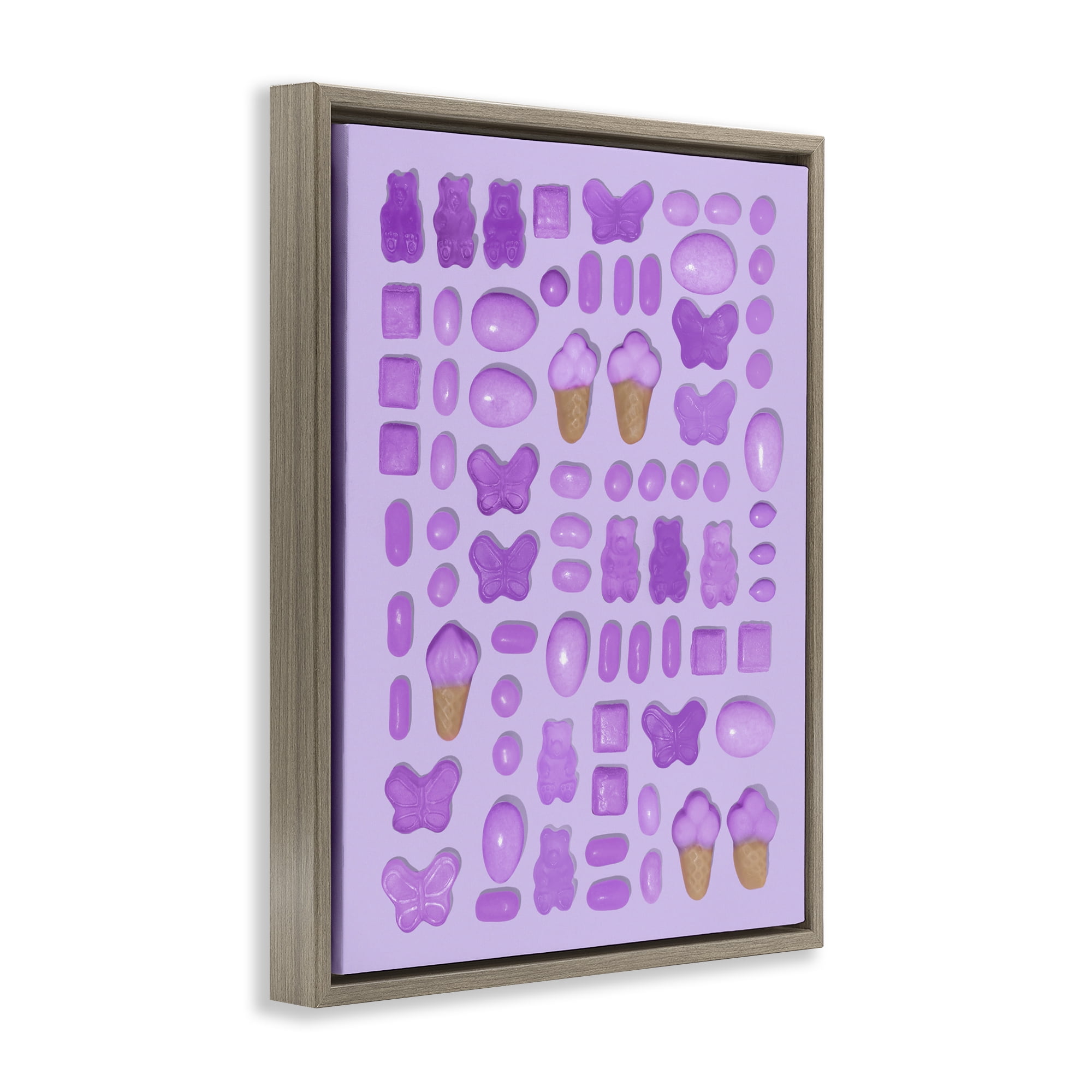 Stupell Industries Lilac Purple Toned Candies Brown Framed Floater Canvas Wall Art, design by LISH Creative