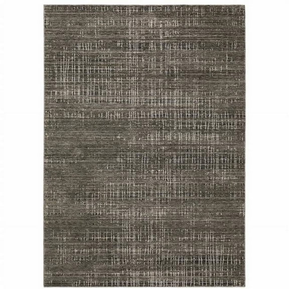 HomeRoots  5 x 8 ft. Charcoal Gray Ivory Tan & Brown Abstract Power Loom Stain Resistant Rectangle Area Rug - Gray and Ivory - 5 x 8 ft.