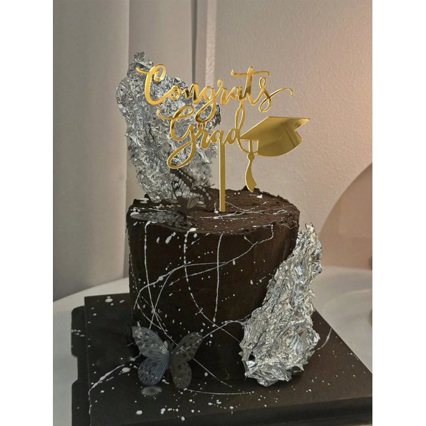 1pc Doctoral Cap & Letter Congrats Grad! Graduation Cake Topper
