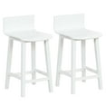 thumbnail image 1 of Costway 24.5" Wood Bar Stools Set of 2 with Solid Back & Seat Mid Century Bar Chairs White, 1 of 8