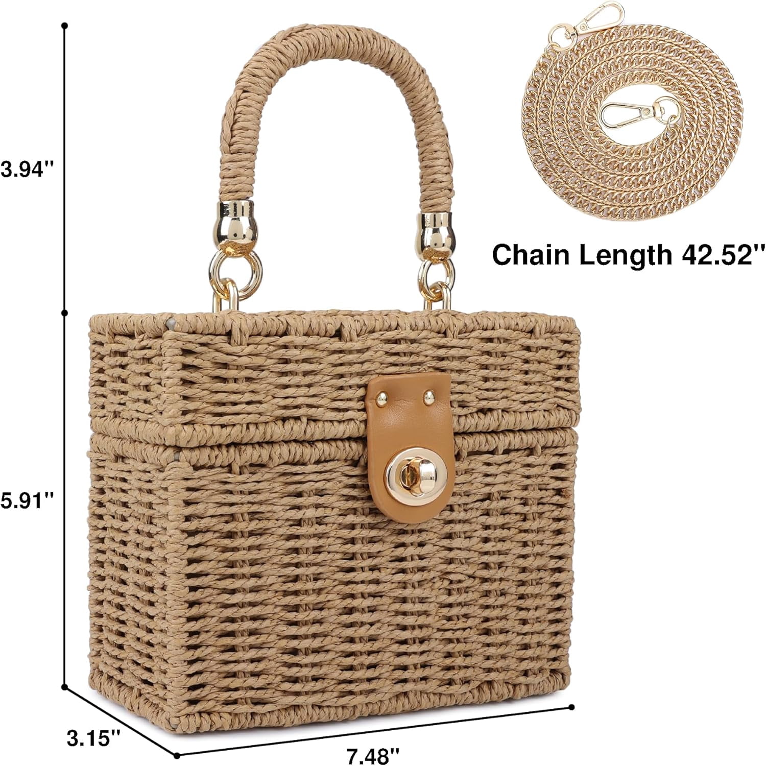 Handwoven Rattan Bag for Women Wicker Crossbody Shoulder Bag Straw Beach Tote Bag
