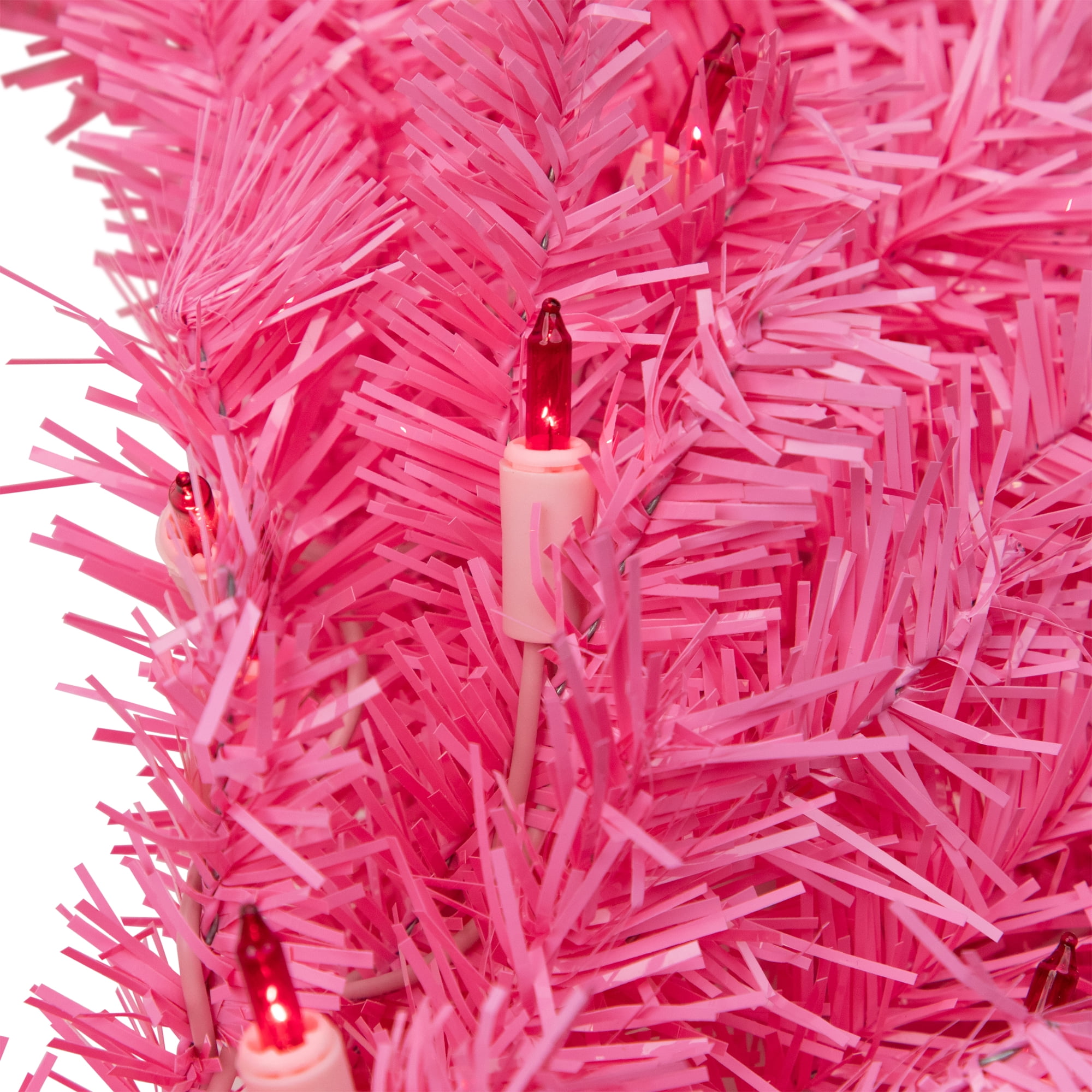 36" Pre-Lit Pink Spruce Artificial Christmas Wreath Pink Lights
