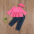 thumbnail image 3 of ITFABS Ensemble pour Enfants, Manches Longues Col Rond Manches Évasées Jeans Longs Découpés, 3 of 8