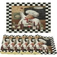 thumbnail image 2 of Kitchen Chef with Wine Placemats Set of 6, Black Plaid Funny Placemats for Dining Table Farmhouse Place Mats for Kitchen Table Waterproof Table Mats, Wipeable Dining Table Set (18" L x 12" W), 2 of 6