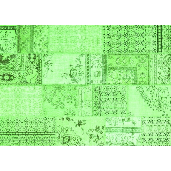 Ahgly Company Indoor Rectangle Patchwork Green Transitional Area Rugs, 2' x 4'