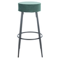 SAFAVIEH Bohden Round Backless Counter Stool, Malachite Green/Black