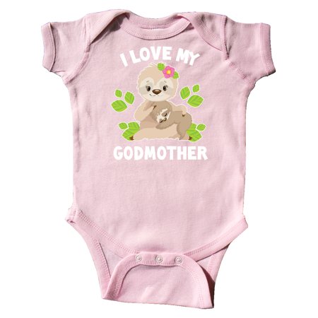 

Inktastic Cute Sloth I Love My Godmother with Green Leaves Gift Baby Boy or Baby Girl Bodysuit
