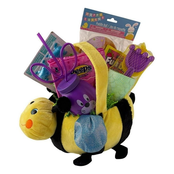 NS Girls Premade Easter Basket Bumblebee with Assorted Toys, Games, and