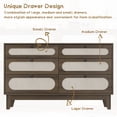 thumbnail image 2 of Luku Natural Modern Rattan 6-Drawer Dresser with Wooden Handles, Anti-Tip Kit, and Built-In Charging Station for Bedroom, 2 of 8
