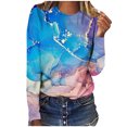 thumbnail image 1 of Pisexur Hauts Grande Taille pour Femmes Tunique à Fleurs Patchwork Col Rond Manches Longues T-Shirts Blouses Décontractées Rayées, 1 of 4