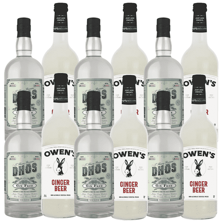Dhōs Handcrafted Non-Alcoholic Gin 6 Pack w 6 Pack Owen’s Mixers Ginger Beer - Keto-Friendly, Zero Sugar, Zero Calories, Zero Proof - 750 ML - Perfect for Mocktails - A