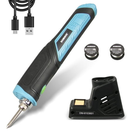 

DOMINOX Lithium-ion Cordless Soldering Iron 1500mAh with LED Spotlight 5pcs Set Soldering Station Solder Kit Two Solder Wick Charging Cable and Mini Sponge (excluding charging plugs)