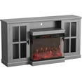 thumbnail image 6 of Furniwell Electric Fireplace TV Stand for TVs up to 65’’, Farmhouse Media Entertainment Center with 3-Sided Glass Fireplace, TV Console with Door Storage Cabinet for Living Room (Gray), 6 of 7