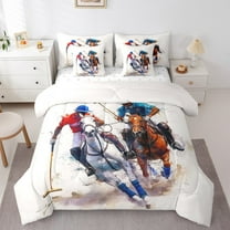 Erosebridal Horse Race Bed in a Bag Twin Size, Racing Competition Bed Set, Western Sports Bed Sheets Setp with Comforter Microfiber Room Decoration, Reversible 7 Pieces