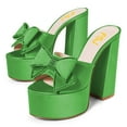 thumbnail image 3 of FSJ Women Open Toe Butterfly Platform Sandals Slip on Chunky High Heel Mules Fashion Prom Evening Slide Sandals Size 8 Green, 3 of 4