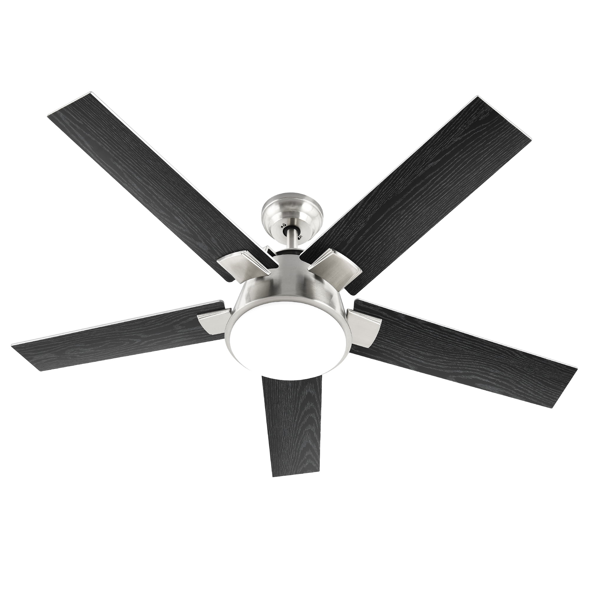 ModFusion 52in Modern Black & Silver Ceiling Fan, 6 Speeds, Quiet Air Reversible Motor, Dimmable LED