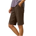 thumbnail image 2 of Elvqul Womens Shorts with Pockets Bermuda Shorts Summer Lounge Mid-Rise Knee Length Shorts for Women, 2 of 9