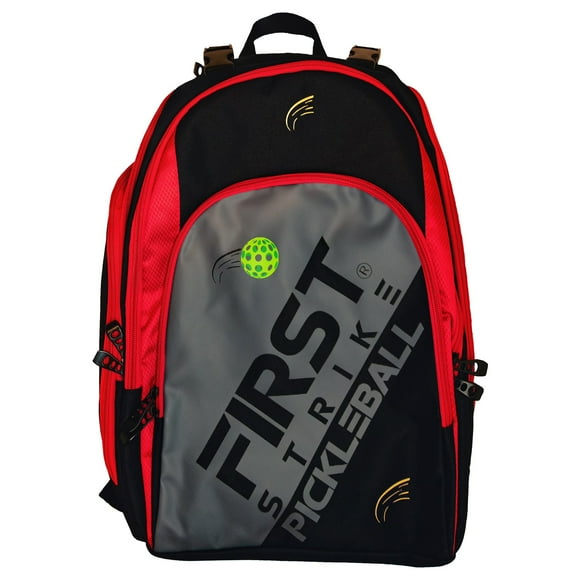 First Strike Pickleball: Pickleball Bag - Red - Carry All Your Sports Equipment, 7 Pockets, Adjustable Straps, Padded Shoulders & Back, Lightweight