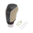 thumbnail image 1 of Cubierta de pomo de cambio de marcha Unique Bargains para Toyota Camry 2019-2022, protector de mango de cambio antideslizante, fibra de carbono negra, cuero sintético beige, 1 Pc, 1 of 1