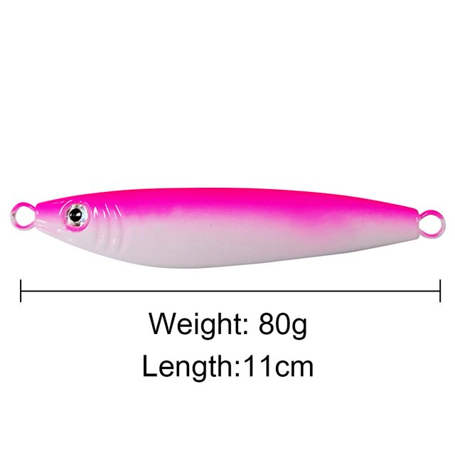 Señuelo de Jigbaits de simulación luminosa 80g 11.0cm cebo de pesca artificial (rosa)